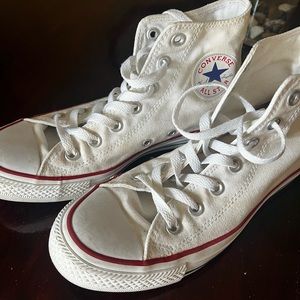 White hightop Chuck Taylor Converse Allstars women’s 9 men’s 11